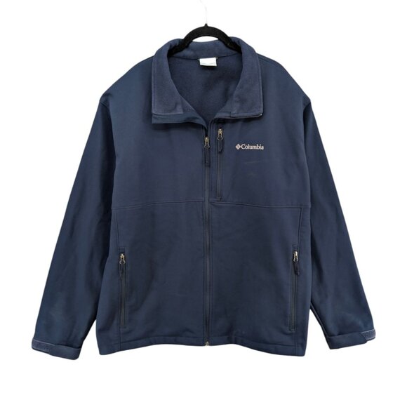 Columbia Ascender Softshell Jacket Mens Navy Blue Full Zip Pockets Lined Sz XXL - Picture 1 of 9